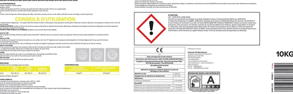 Volden Colle carrelage mur intérieur cuisine et salle de bain blanc 10kg