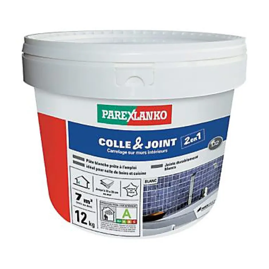 Colle et joint carrelage mur intérieur blanc 12kg-Parexlanko New