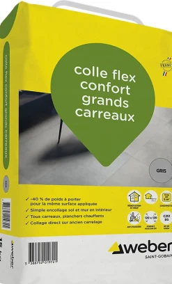 Weber Saint-Gobain Colle flex confort grands carreaux gris Weber 15kg