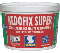 Semin Colle pour Carrelage Haute Performance Kedofix , Prêt à l'emploi, Intérieur/extérieur, seau de 5 kg