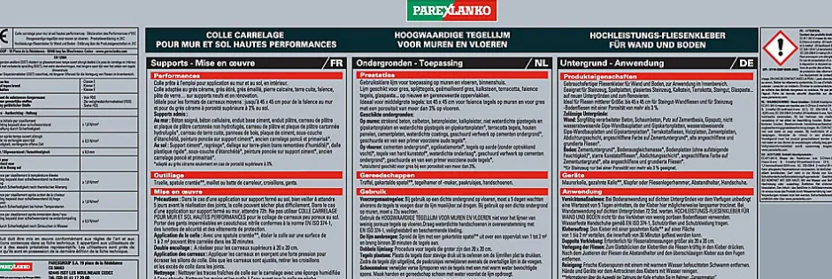 Colle pour carrelage mur et sol intérieur hautes performances blanc 5kg-Parexlanko Hot