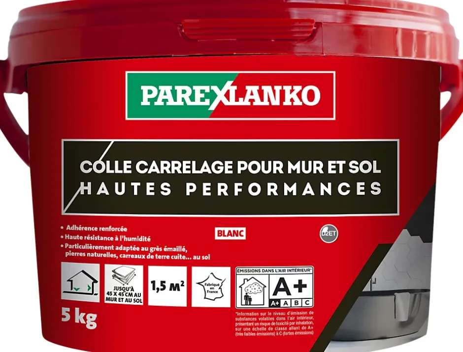Colle pour carrelage mur et sol intérieur hautes performances blanc 5kg-Parexlanko Hot
