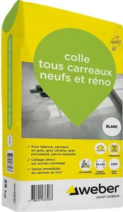 Colle tous carreaux neufs et réno blanc Weber 25kg-Weber Saint-Gobain Sale
