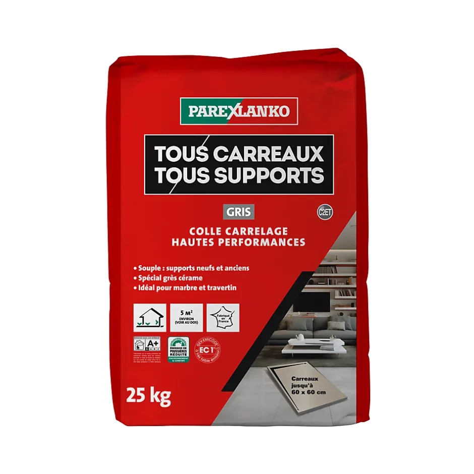 Parexlanko Colle tous carreaux tous supports Gris 25kg