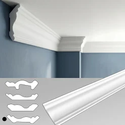 Corniches 100 cm moulures decoratives mur et plafond legeres dures peintables profils deco pour renovation et finition JC80-W-Ikhemalarka Sale