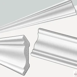 Corniches 100 cm moulures decoratives mur et plafond legeres dures peintables profils deco pour renovation et finition JC80-W-Ikhemalarka Sale