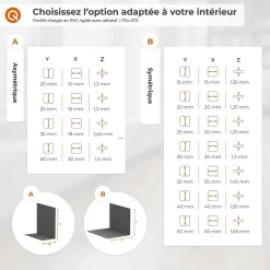 Quest Corniere d'angle interieur PVC 20x10mm Autocollante, 150 cm, blanc