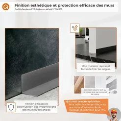 Quest Corniere d'angle interieur PVC 30x30mm Autocollante, 200 cm, beige