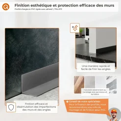 Corniere d'angle interieur PVC 40x40mm Autocollante, 200 cm, beige-Quest Discount