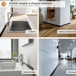 Corniere d'angle interieur PVC 20x20mm Autocollante, 200 cm, marron clair-Quest Clearance