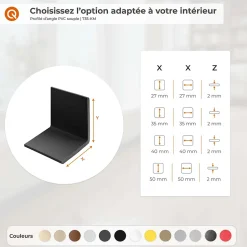 Corniere PVC 27x27mm - Profil d angle souple de protection, 130 cm, gris foncé-Quest Best