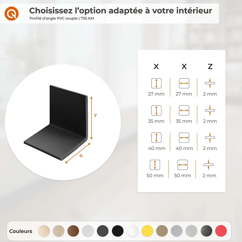 Corniere PVC 35x35mm - Profil d angle souple de protection, 165 cm, crémeux-Quest Online