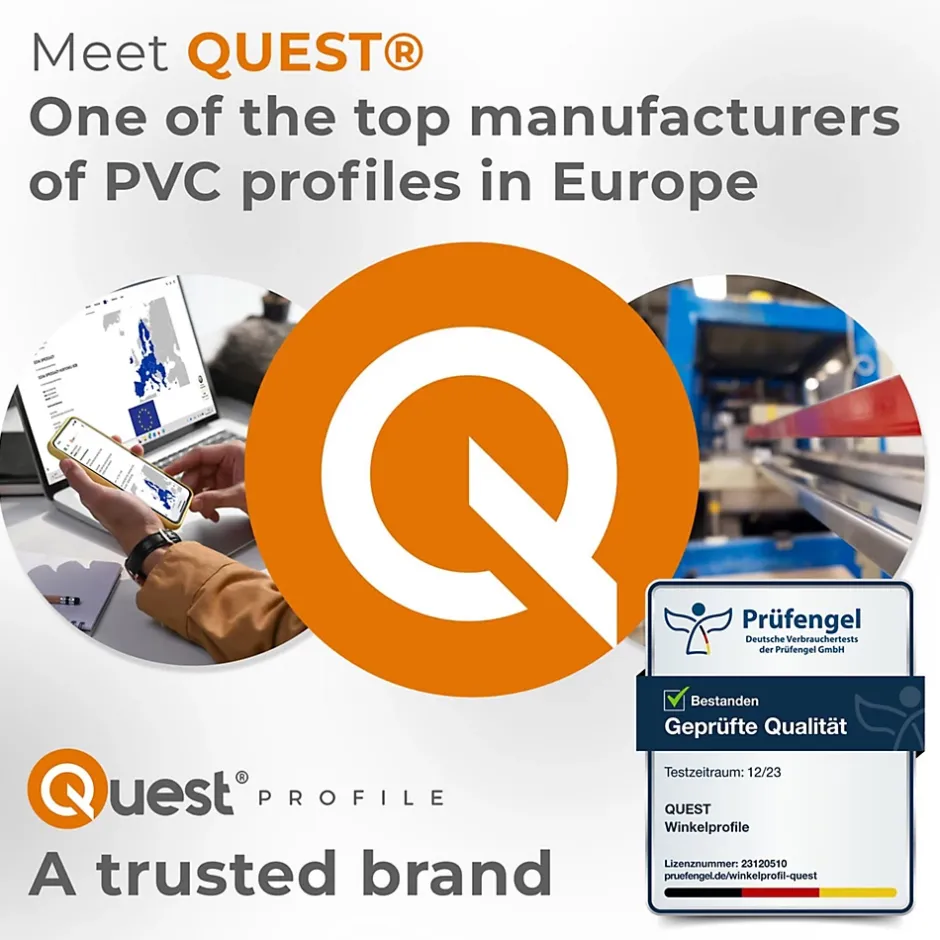 Quest Corniere PVC 27x27mm - Profil d angle souple de protection, 70 cm, blanc