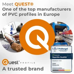 Quest Corniere PVC 50x50mm , Profile d angle autocollant, Protection murale, 70 cm, Rouge