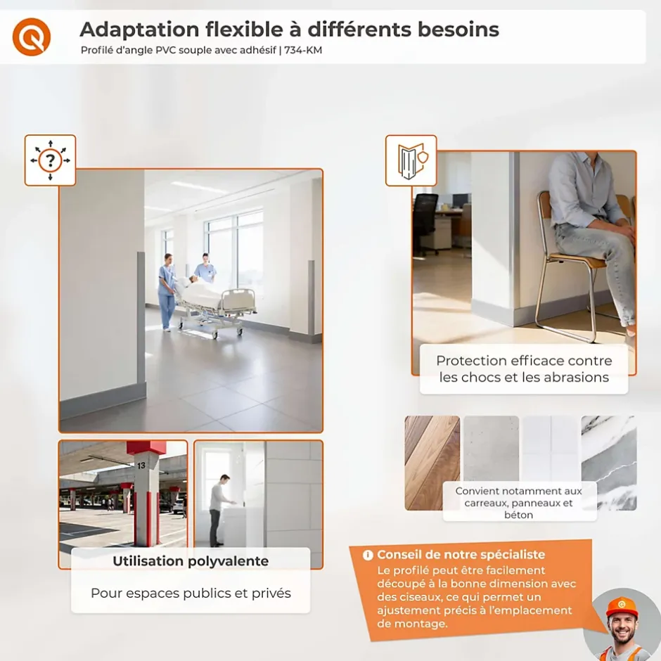 Corniere PVC 40x40mm , Profile d angle autocollant, Protection murale, 80 cm, marron-Quest