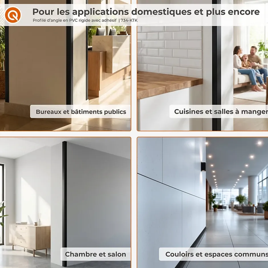 Quest Cornière PVC 15x15mm , Autocollante, Protection coins et arêtes, 100 cm, vert clair