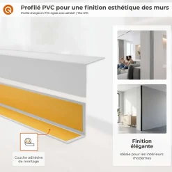 Quest Cornière PVC 25x15mm , Autocollante, Protection coins et arêtes, 200 cm, or