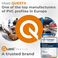 Quest Cornière PVC 20x20mm , Autocollante, Protection coins et arêtes, 100 cm, marron clair