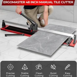 Giantex Coupe carrelage Manuel 1200mm, avec Lame en Carbure de Tungstène, avec Guide Coulissant et Échelle Amovible, 143 x 23 x 23 cm