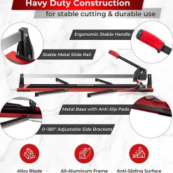 Giantex Coupe carrelage Manuel 1200mm, avec Lame en Carbure de Tungstène, avec Guide Coulissant et Échelle Amovible, 143 x 23 x 23 cm