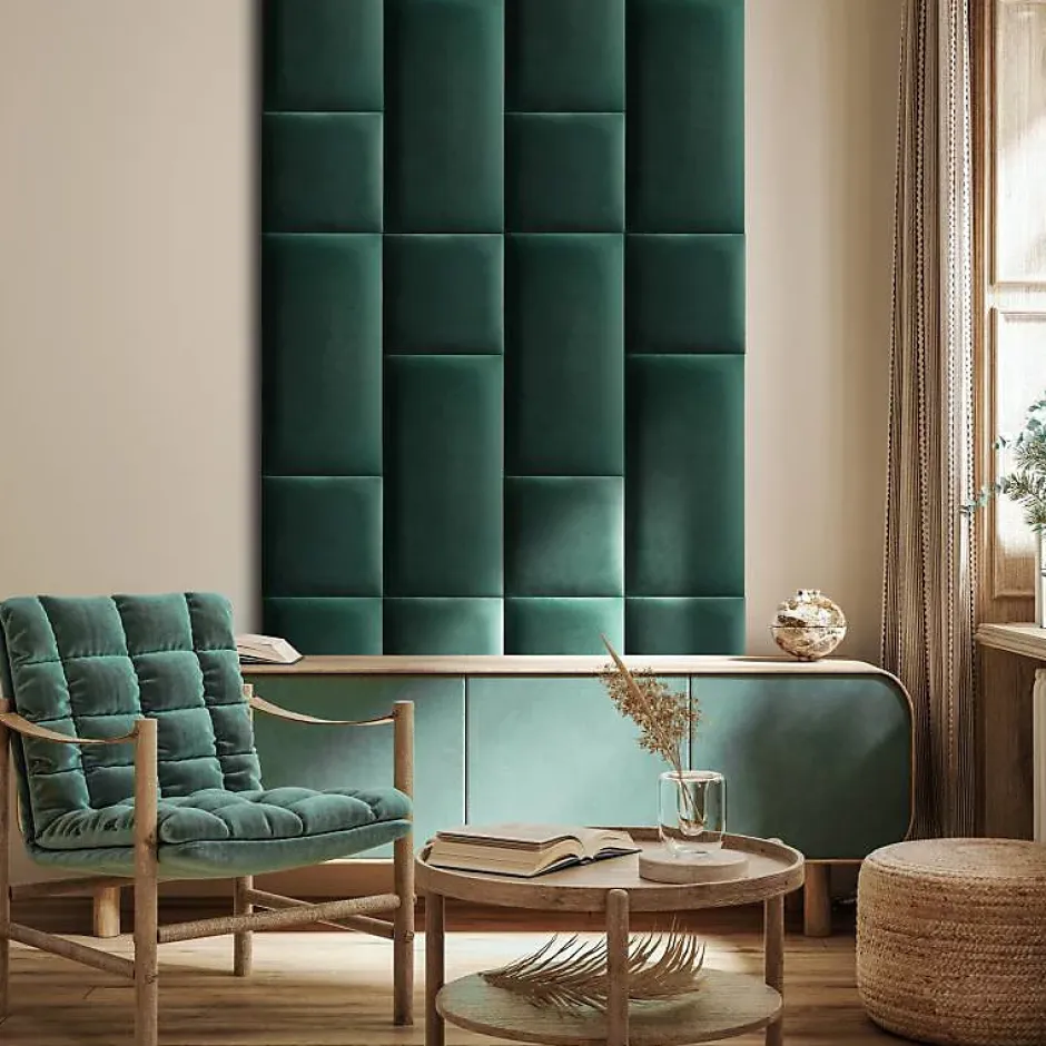 Coussin mural velours vert sapin - 60 x 30-Decoon Online