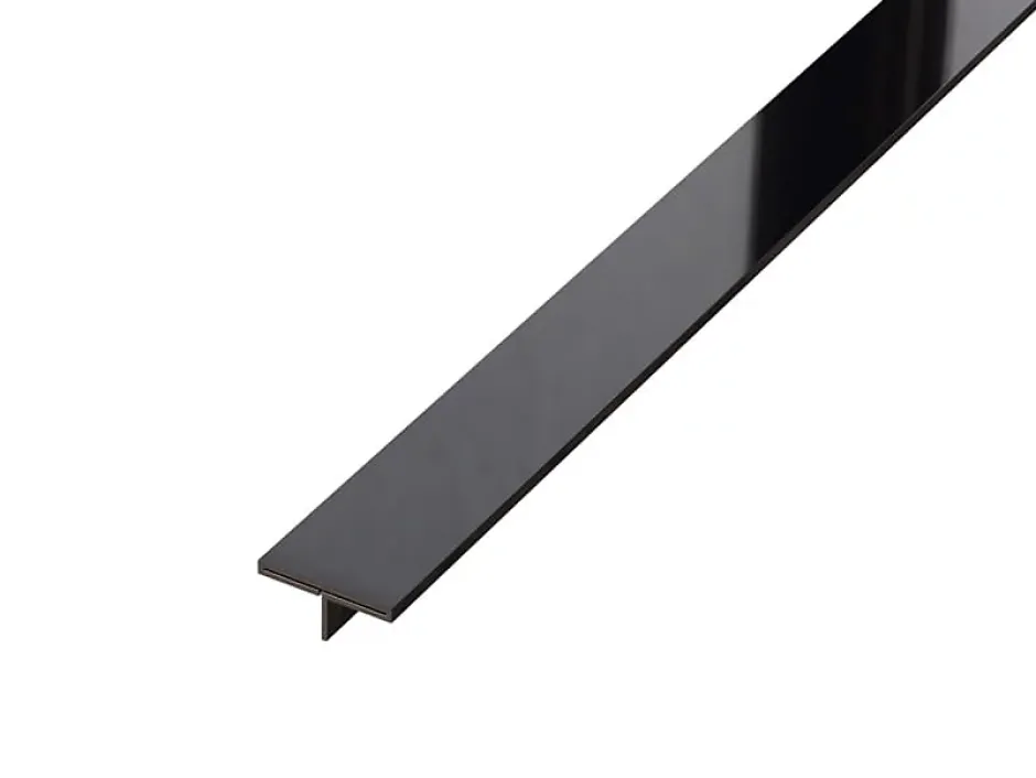 Ilcom Couvre-joint profilé décoratif Ts en inox rectifié Noir poli - 15mm x 2440mm x 0,65 ep.