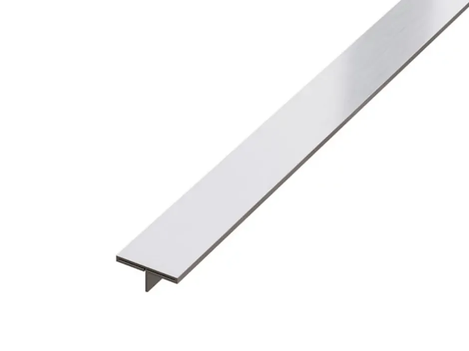 Couvre-joint profilé décoratif Ts en inox rectifié Argent satiné - 15mm x 2440mm x 0,65 ep.-Ilcom New