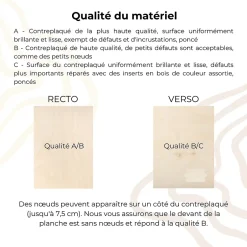 10 x A4 Contreplaqué 300 x 210 x 3mm (+/-0,5mm) - Bois Brut Bouleau - Panneau Découpe Laser - Pyrogravure Gravure-Creative Deco Hot
