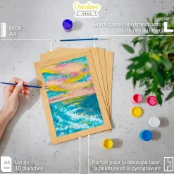 10 x A4 Panneau MDF 300 x 210 x 2 mm - Feuille Planche Bois Brut - Découpe Laser, Gravure, Maquette, Pyrogravure-Creative Deco Online