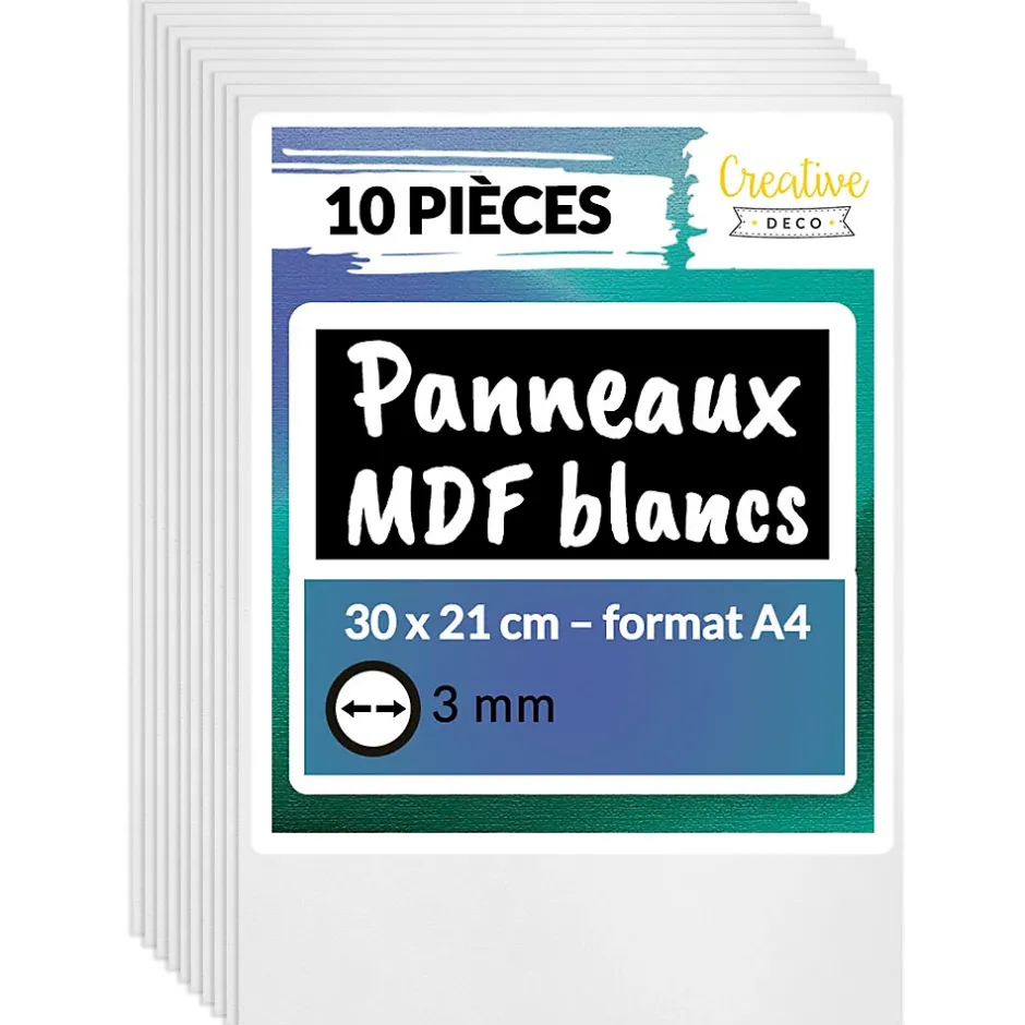 10 x A3 Panneau MDF Blanc 420 x 300 x 3 mm - Planche Bois Brut - Bricolage, Découpe Laser, Gravure, Pyrogravure-Creative Deco