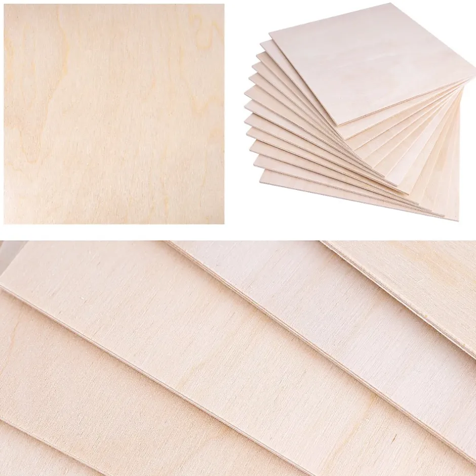 Creative Deco 12 x Contreplaqué Carré 200 x 200 x 3mm (+/-0,5mm) - Bois Brut Bouleau - Panneau Découpe Laser - Pyrogravure Gravure