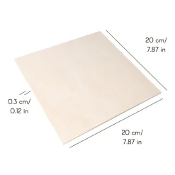 Creative Deco 12 x Contreplaqué Carré 200 x 200 x 3mm (+/-0,5mm) - Bois Brut Bouleau - Panneau Découpe Laser - Pyrogravure Gravure