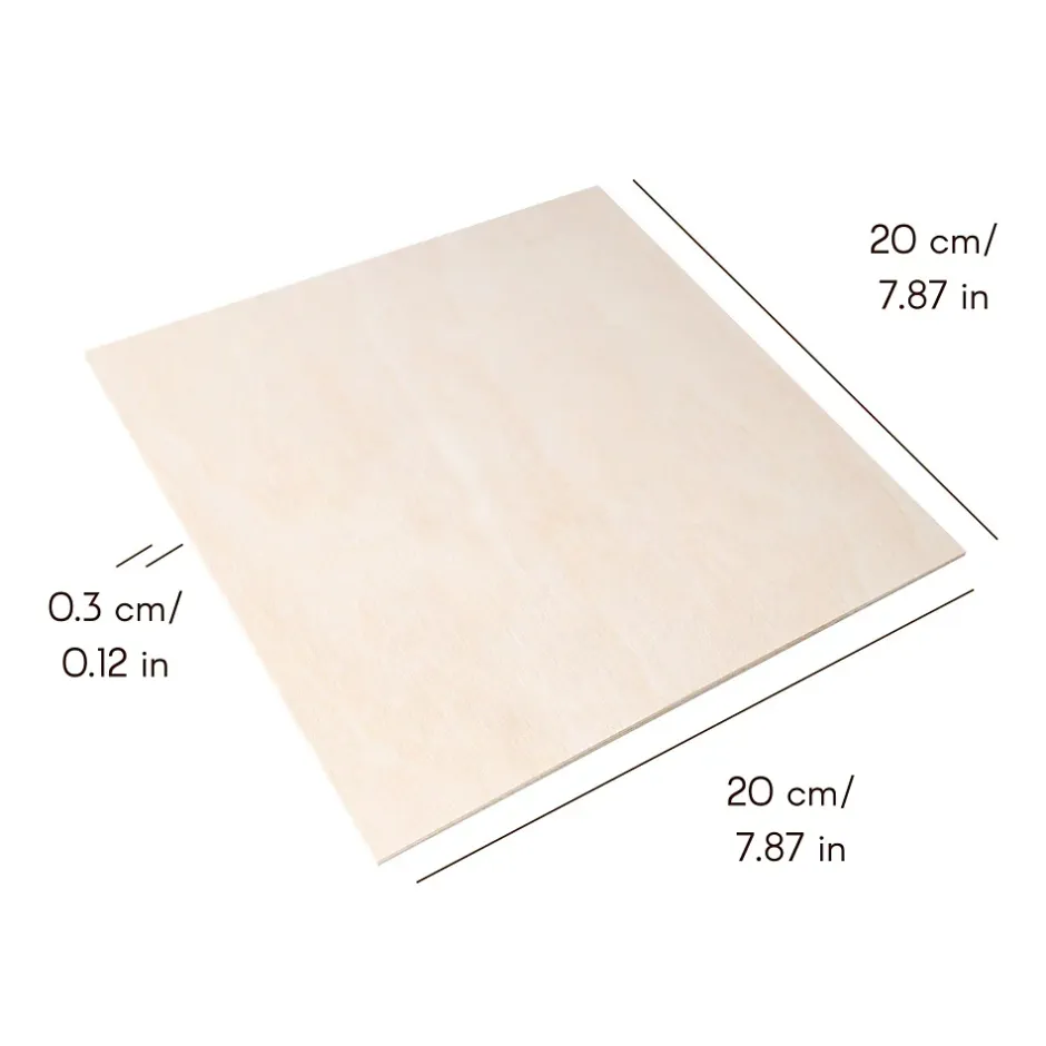 Creative Deco 12 x Contreplaqué Carré 200 x 200 x 3mm (+/-0,5mm) - Bois Brut Bouleau - Panneau Découpe Laser - Pyrogravure Gravure
