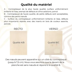 10 x Contreplaqué 600 x 400 x 3mm (+/-0,5mm) - Bois Brut Bouleau - Panneau Découpe Laser - Pyrogravure Gravure-Creative Deco Sale