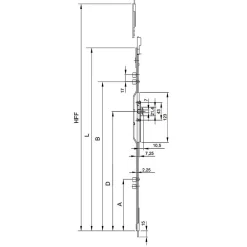 Ferco Crémone F7,5 ajustable L 1479mm côte D 980mm 2 galets - - G-20461-10-0-1