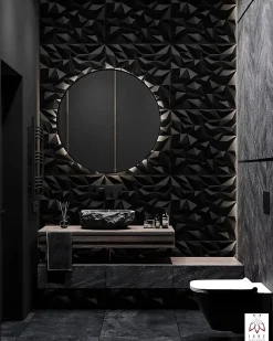 3D PVC panneaux muraux decor gaming chambre mur plafond effet 3D mirror noir plaques PVC decoration 0.25m²-Ikhemalarka Hot