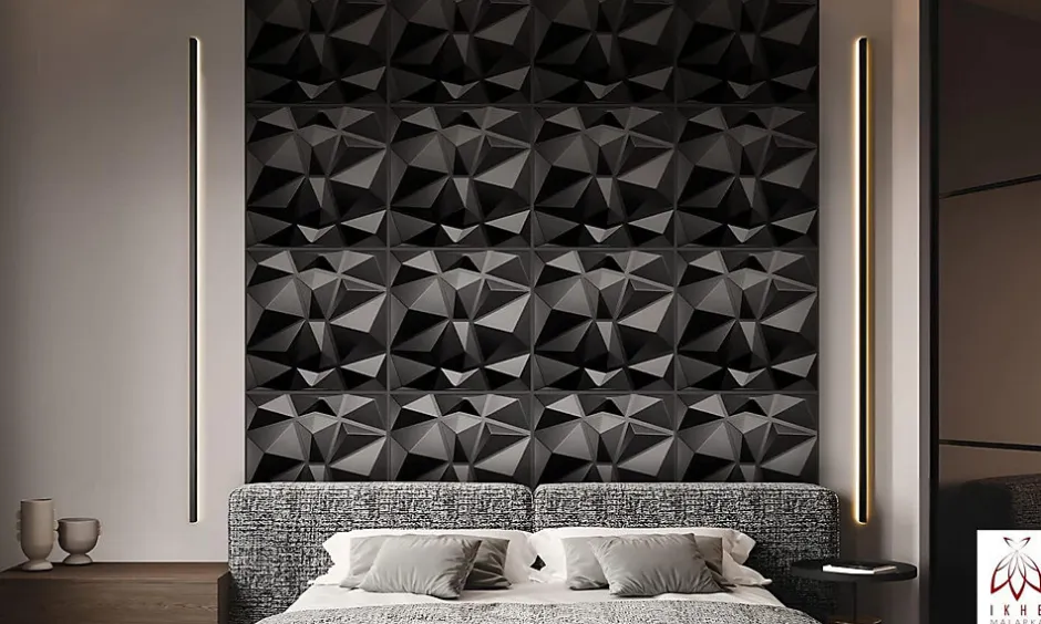 3D PVC panneaux muraux decor gaming chambre mur plafond effet 3D diamant noir plaques PVC decoration 0.25m²-Ikhemalarka