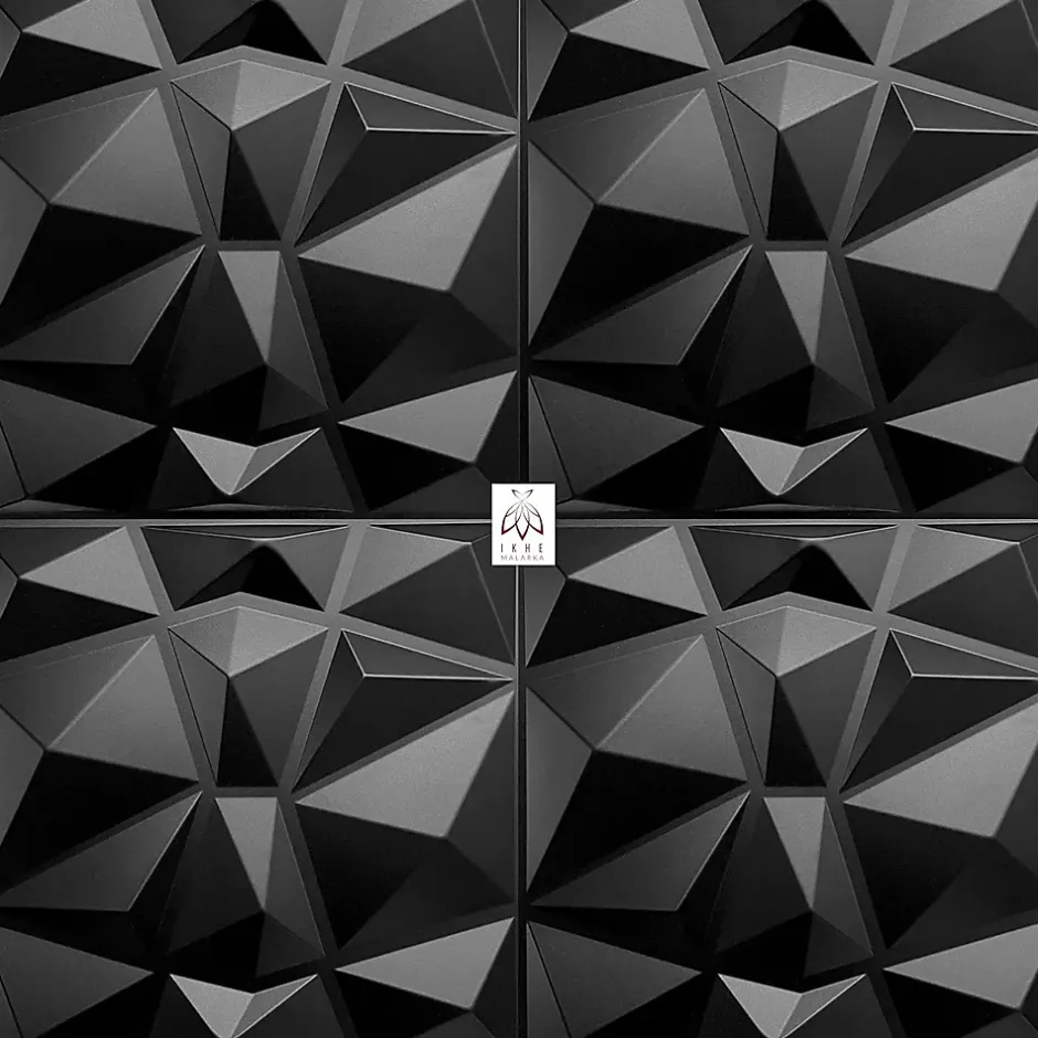 3D PVC panneaux muraux decor gaming chambre mur plafond effet 3D diamant noir plaques PVC decoration 0.25m²-Ikhemalarka