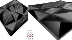 3D PVC panneaux muraux decor gaming chambre mur plafond effet 3D diamant noir plaques PVC decoration 0.25m²-Ikhemalarka