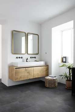 Gerflor Dalle PVC à clipser Senso Premium Rigide acoutisque marbre gris foncé 39,9 x 73 cm,