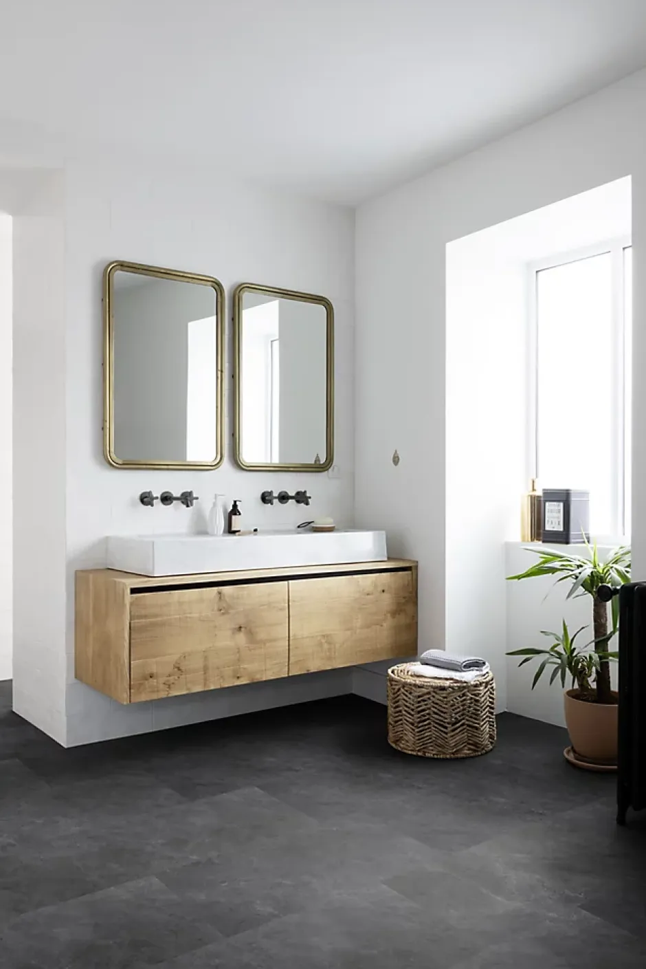 Gerflor Dalle PVC à clipser Senso Premium Rigide acoutisque marbre gris foncé 39,9 x 73 cm,