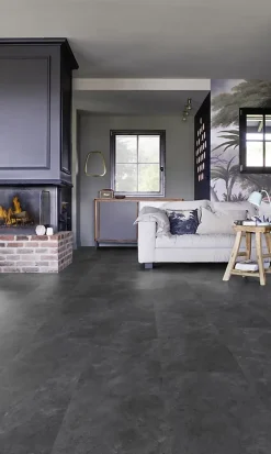 Gerflor Dalle PVC à clipser Senso Premium Rigide acoutisque marbre gris foncé 39,9 x 73 cm,