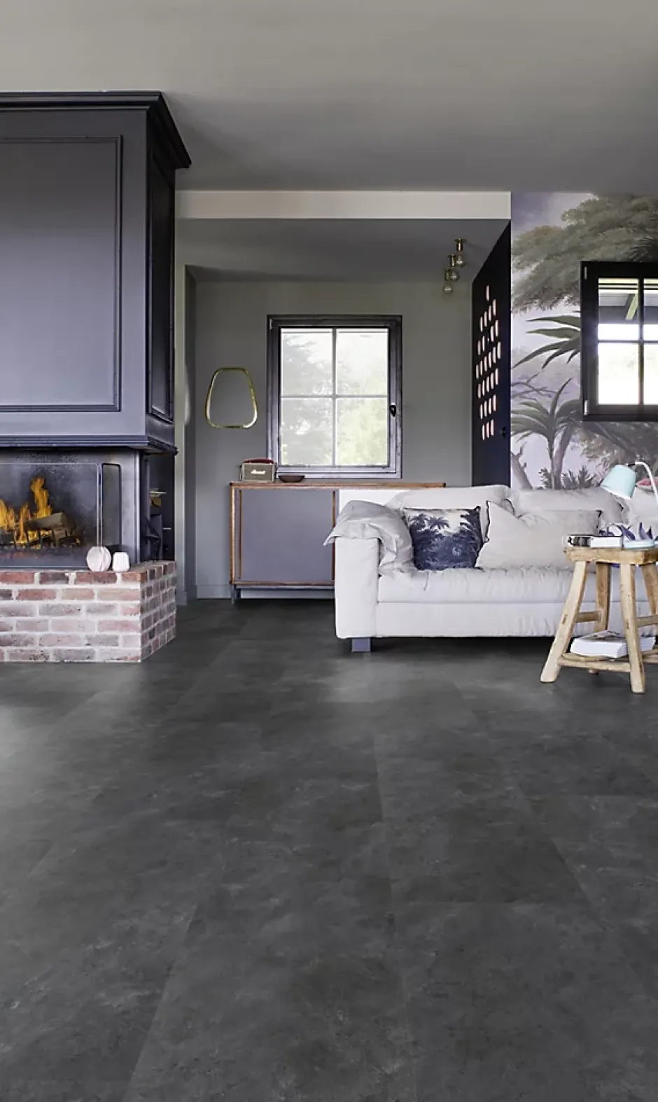 Gerflor Dalle PVC à clipser Senso Premium Rigide acoutisque marbre gris foncé 39,9 x 73 cm,