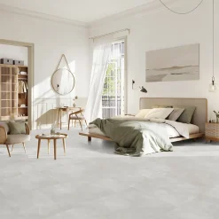 Gerflor Dalle PVC à clipser Senso Premium Rigide acoutisque béton gris 39,9 x 73 cm,