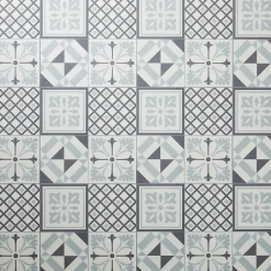 GoodHome Dalle PVC adhésive effet carreaux de ciment noir et blanc L.30,5 x l.30,5 cm x ép.2 mm, Poprock