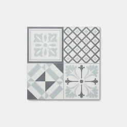 GoodHome Dalle PVC adhésive effet carreaux de ciment noir et blanc L.30,5 x l.30,5 cm x ép.2 mm, Poprock