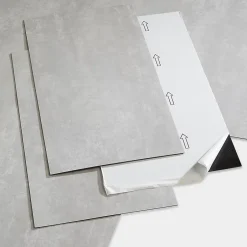 Dalle PVC adhésive PopRock Béton gris clair 30 x 60 cm (vendue au carton)-GoodHome