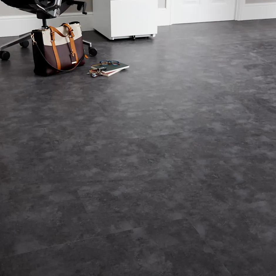 Dalle PVC adhésive PopRock Béton anthracite 30 x 60 cm (vendue au carton)-GoodHome