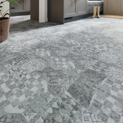 GoodHome Dalle PVC adhésive Ragga décor carreaux de ciment 30,5 x 30,5 cm