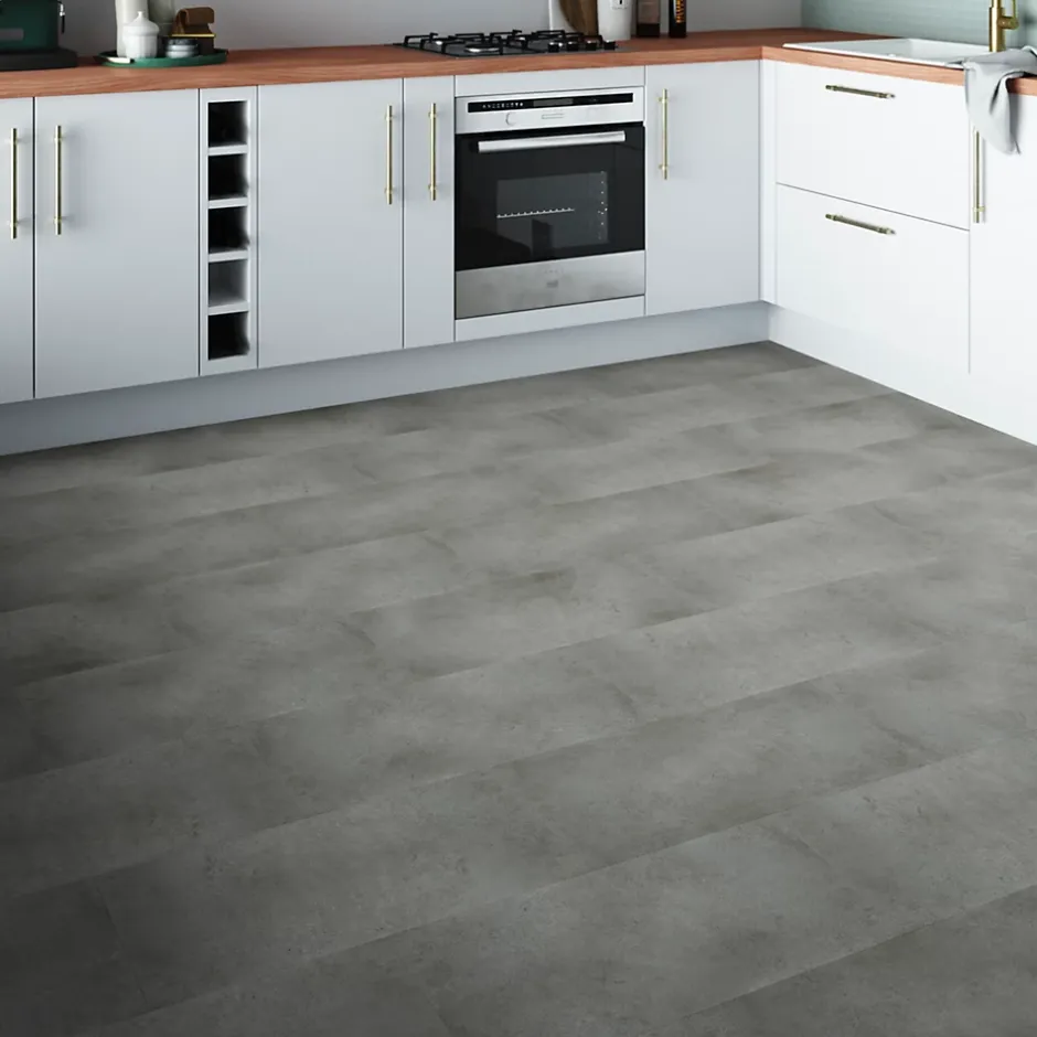 GoodHome Dalle PVC clipsable Baila béton gris L. 61 x l. 30.5 cm